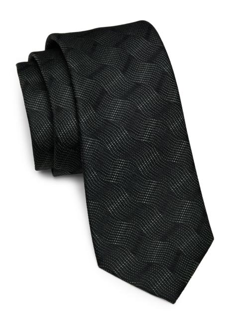 EMPORIO ARMANI Men's Wave-Pattern Silk Tie - Nero
