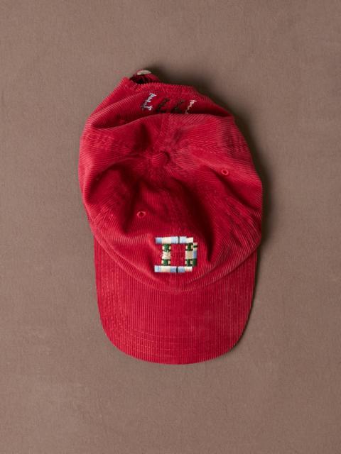Drake's Red 'D' Emblem Cotton Corduroy Baseball Cap