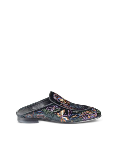 NEEDLES Papillon embroidered velvet slippers