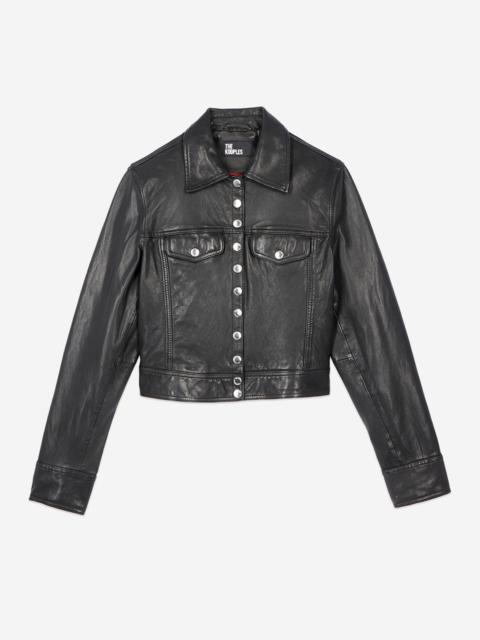 The Kooples SHORT BLACK LEATHER JACKET