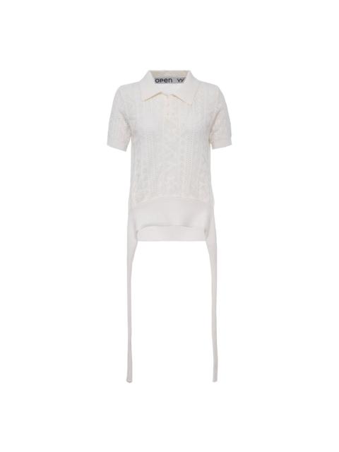 OPEN YY YY Jacquard Knit Polo Shirt | REVERSIBLE