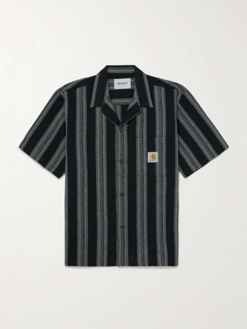 Dodson Camp-Collar Striped Waffle-Knit Cotton Shirt