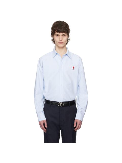 AMI Paris Blue Cotton Button-Down Ami de Coeur Shirt