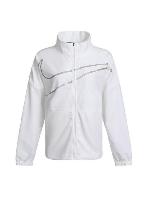 Nike (WMNS) Nike Large Woven Stand Collar Training Sports White Jacket DA0498-100