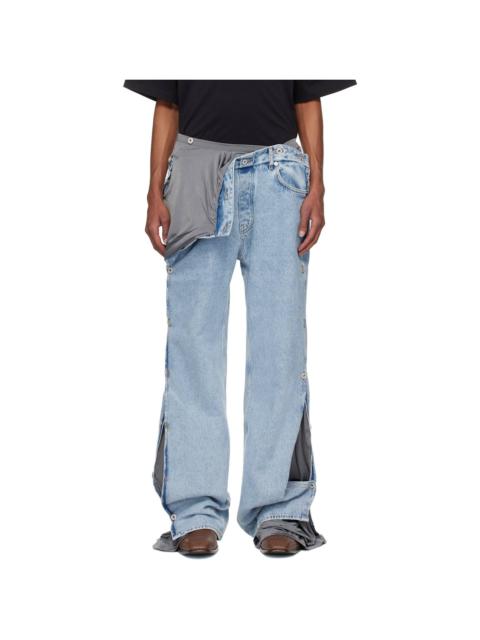 Y/Project Blue & Gray Collapsed Waist Jeans
