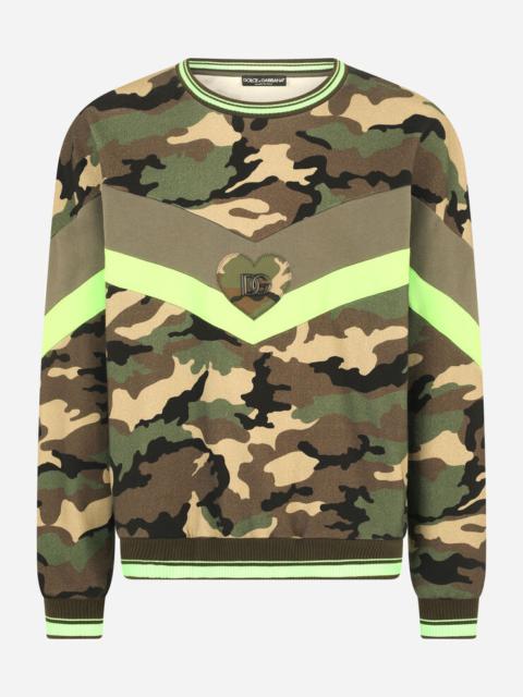 Camouflage-print jersey sweatshirt with DG logo
