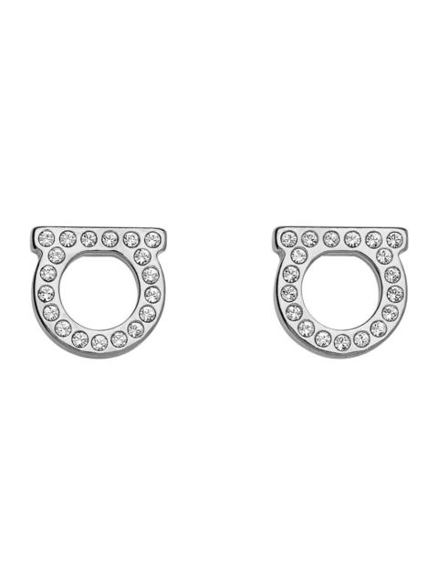 FERRAGAMO Stud Stra 8d Metallic Brass Glass Earrings