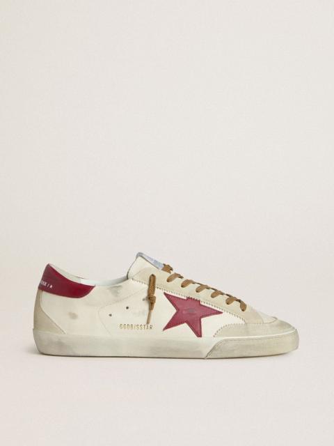 Golden Goose Men's Super-Star with red leather star and beige suede inserts