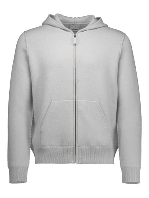 Allude hooded zip-up sweater