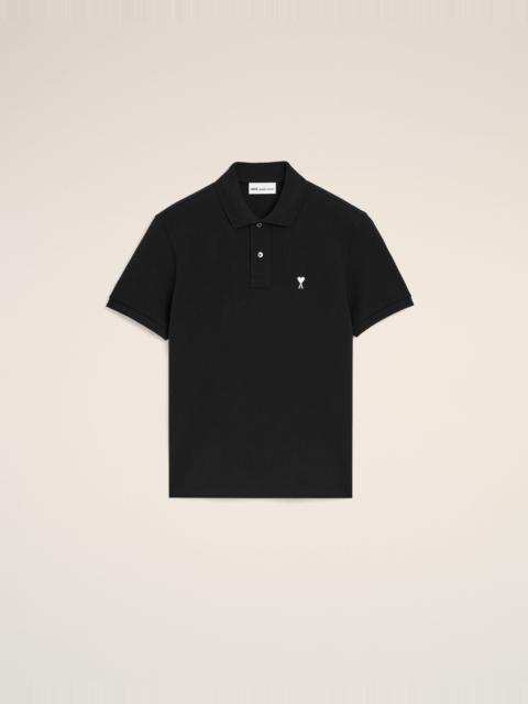 AMI Paris BLACK COTTON SHORT SLEEVES AMI DE COEUR POLO SHIRT
