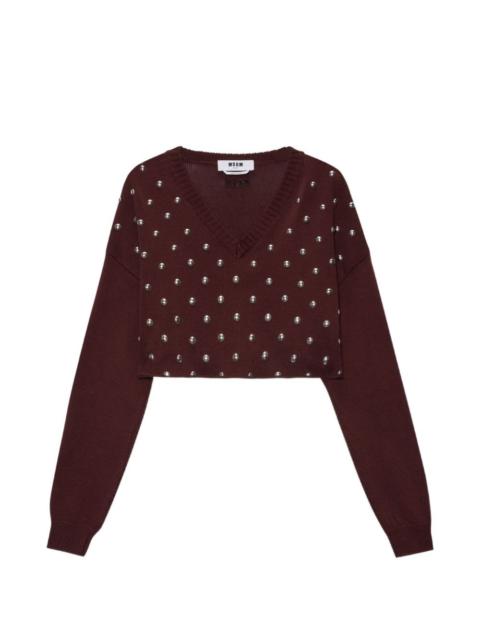 MSGM studded V-neck knitwear