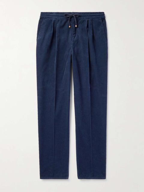 Brunello Cucinelli Straight-Leg Pleated Cotton-Corduroy Drawstring Trousers