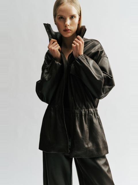 BARDOT Anja Leather Jacket In Dark Chocolate