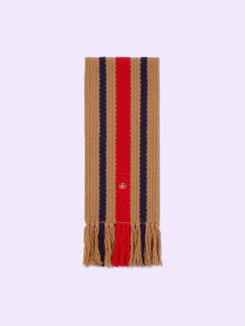 GUCCI Striped knit wool scarf