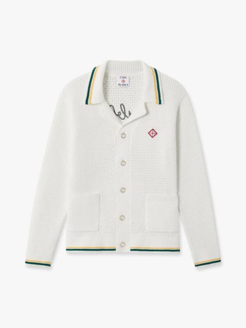 CASABLANCA White Pyramid of Oranges Crochet Cardigan