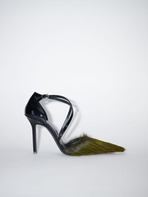 Acne Studios Hairy leather heeled pumps - Yellow/black