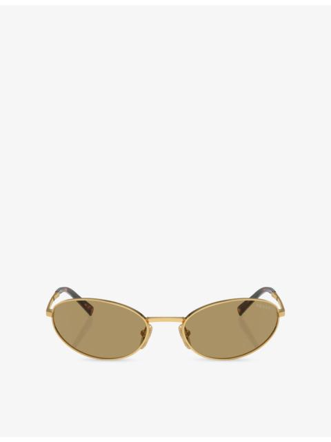 Prada PR A59S Oval-Frame Metal Sunglasses