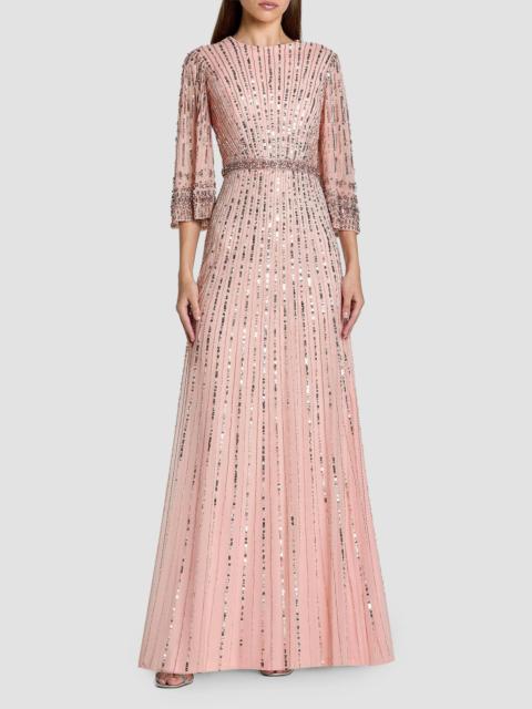 MAC DUGGAL Women's Embellished Sequined A-Line Gown - Light Rose
