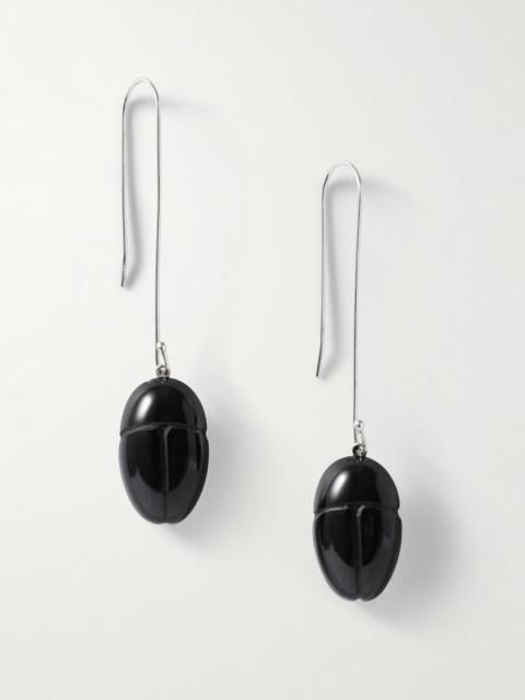 Sophie Buhai Scarab silver onyx drop earrings Black