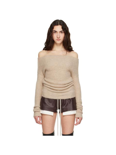 Rick Owens Beige Tower LS Cowl Sweater