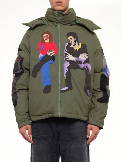 KidSuper Subway Car Patchwork Puffer in Green