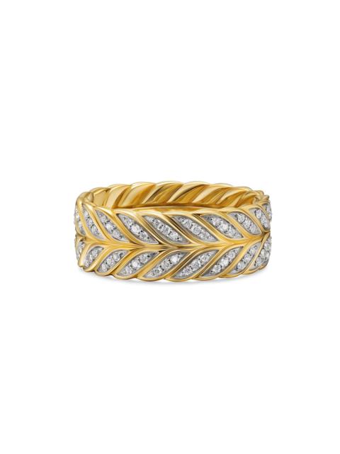 DAVID YURMAN Men's Chevron Pave Band Ring in 18K Yellow Gold - Diamond