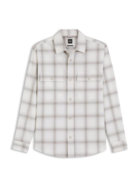 BOSS RELAXED-FIT CHECK SHIRT IN VIRGIN WOOL BLEND