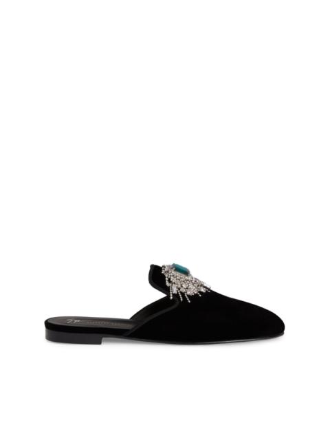 Euphemiee crystal-embellished velvet slippers