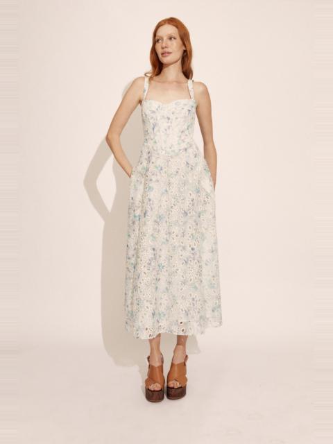 BARDOT Adaline Broderie Midi Dress In Blue & White