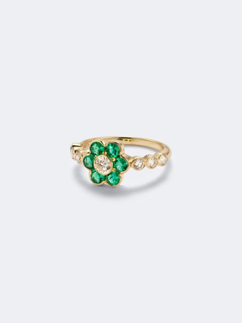 ANITA KO Flora 18kt gold ring with emeralds and diamonds