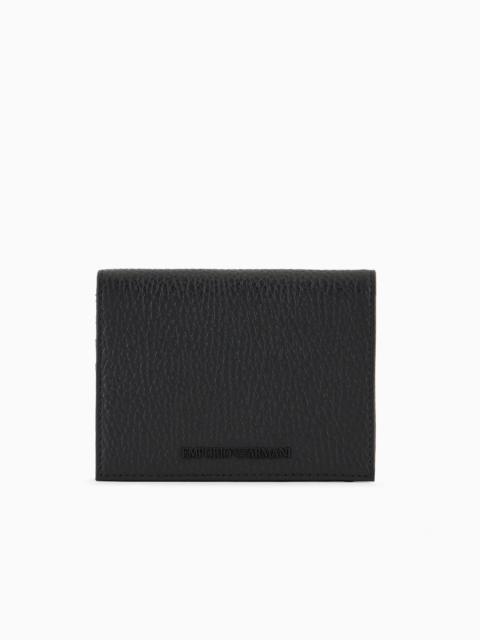 EMPORIO ARMANI TUMBLED LEATHER COMPACT WALLET