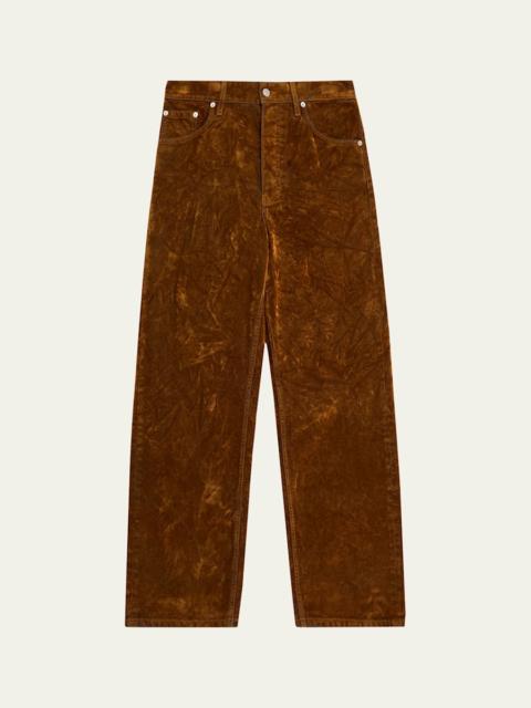 Dries Van Noten Men's Pine Straight-Fit Flocked Denim Jeans