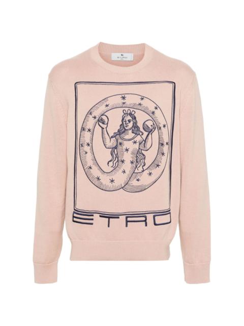 Etro motif-embroidered cotton jumper