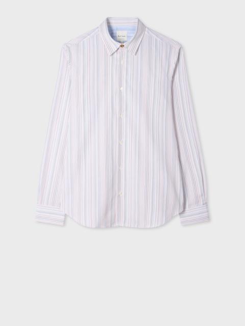 Paul Smith Slim-Fit White 'Signature Stripe' Cotton Shirt