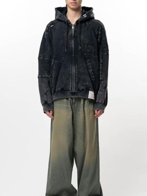 Maison MIHARAYASUHIRO Bleached Repair Zip-Up Hoodie