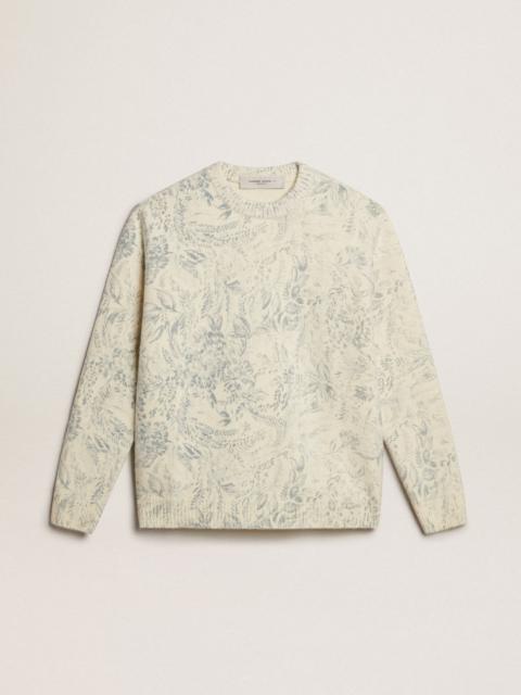 Golden Goose Men’s round-neck sweater in wool with all-over toile de jouy pattern