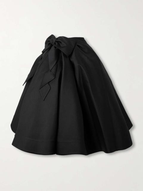 SHUSHU/TONG Bow-embellished wool and silk-blend twill midi skirt Black