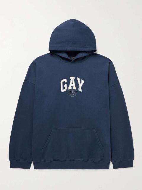 BALENCIAGA Oversized Appliquéd Cotton-Jersey Hoodie