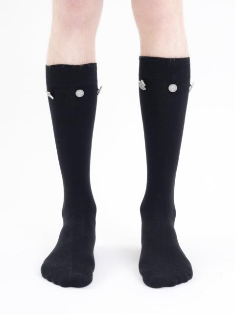 C2H4 Black Emblem Button Socks