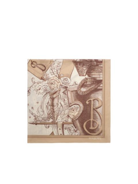 Burberry Etched Knight cashmere silk scarf