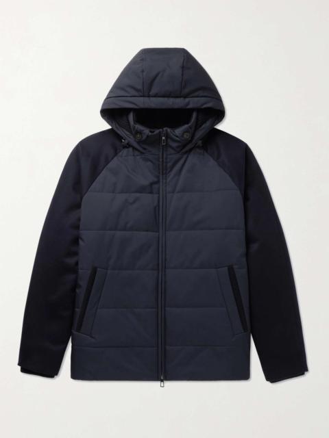 Cashmere-Trimmed Quilted Softshell Hooded Jacket