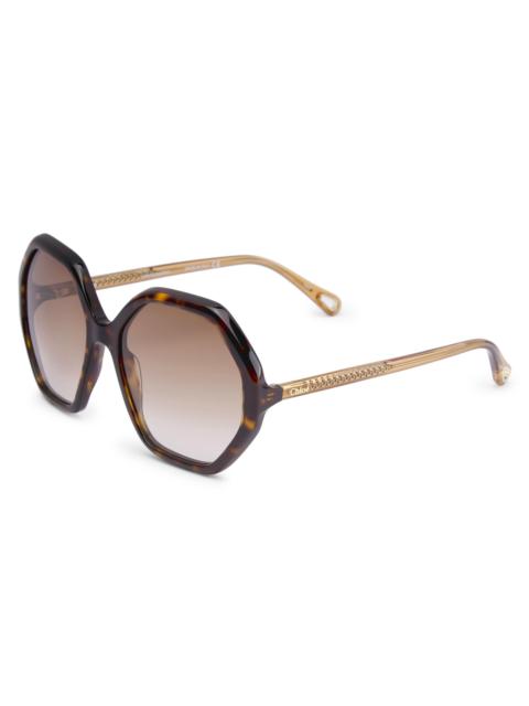 Chloé Women's 58MM Geometric Sunglasses - Avana