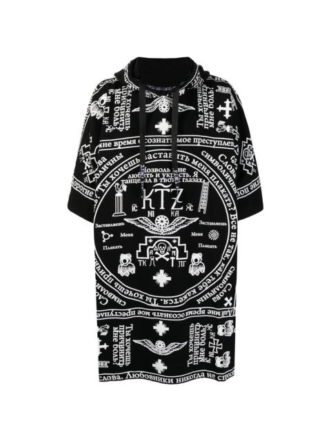 KTZ church print hooded kaftan