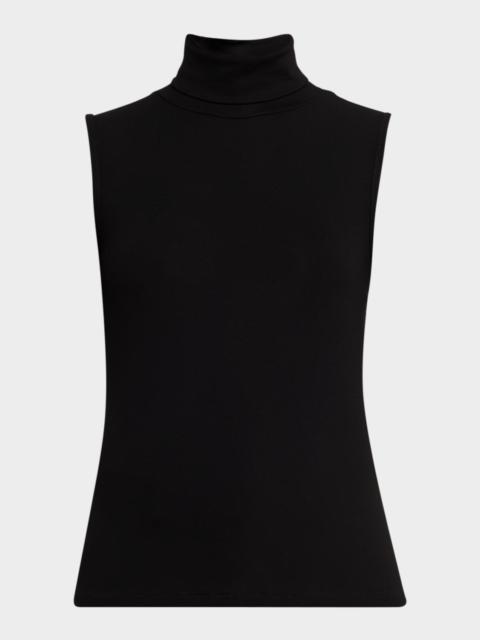 Sleeveless Turtleneck Ribbed Sweater