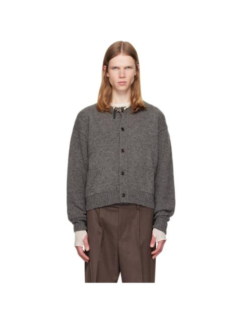 Tonywack Gray Shetland Wool Raw Cardigan