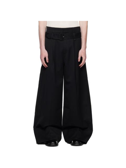 Simone Rocha Black Wide Leg Multi Belt Loop Trousers