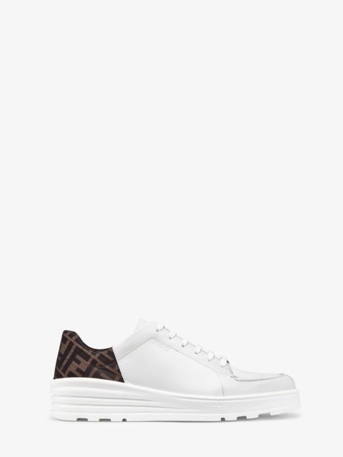 FENDI White leather low-tops