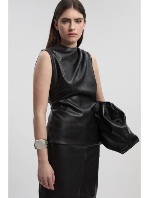 KAREN MILLEN Faux Leather Drape Sleeveless Top