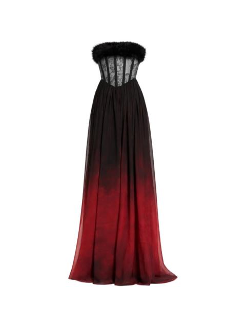 ELIE SAAB lace gradient chiffon maxi dress