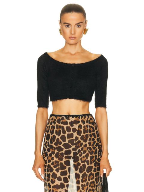 SAINT LAURENT Cropped Short Sleeve Cardigan